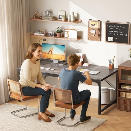 Image of PRAISUN 63 X 29.5 Inch Computer Desk with Deeper Desktop, Gaming Office Writing Work Desk for Home Office, Study, Bedroom, Work from Home, Metal Frame, Grey