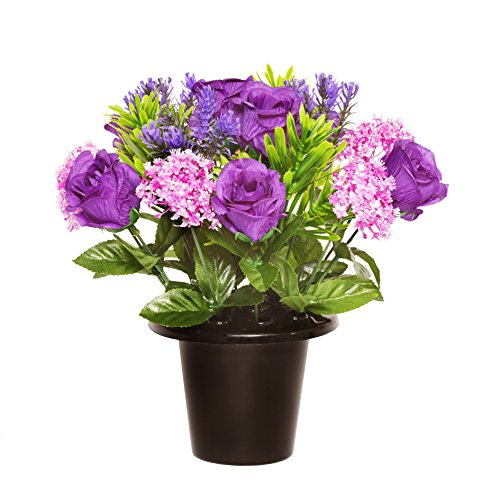 25 cm artificiale viola lavanda allium & Rose