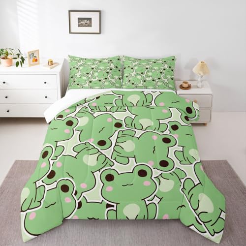 Frog Comforter Set Twin Cartoon Frog Bedding for Kids