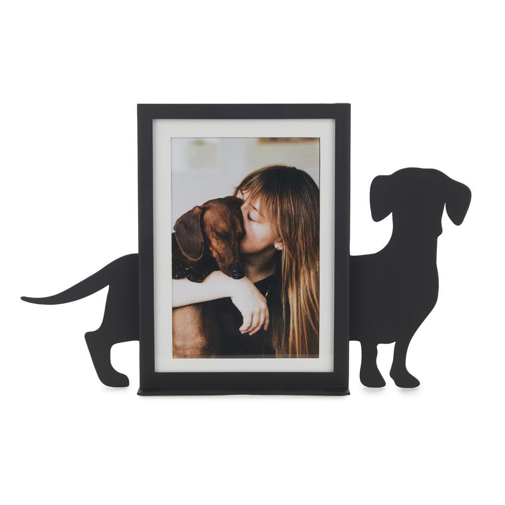 Cadre photo teckel vertical 19x30.5 en métal noir pour portrait et déco maison