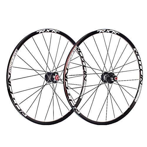 Mountainbike Laufradsatz 26inch Doppelschicht Leichtmetallfelge 7-11-Gang-Carbon-Nabe 5 Palin Schnellverschluss Scheibenbremse 24H-Rad (Color : Black)
