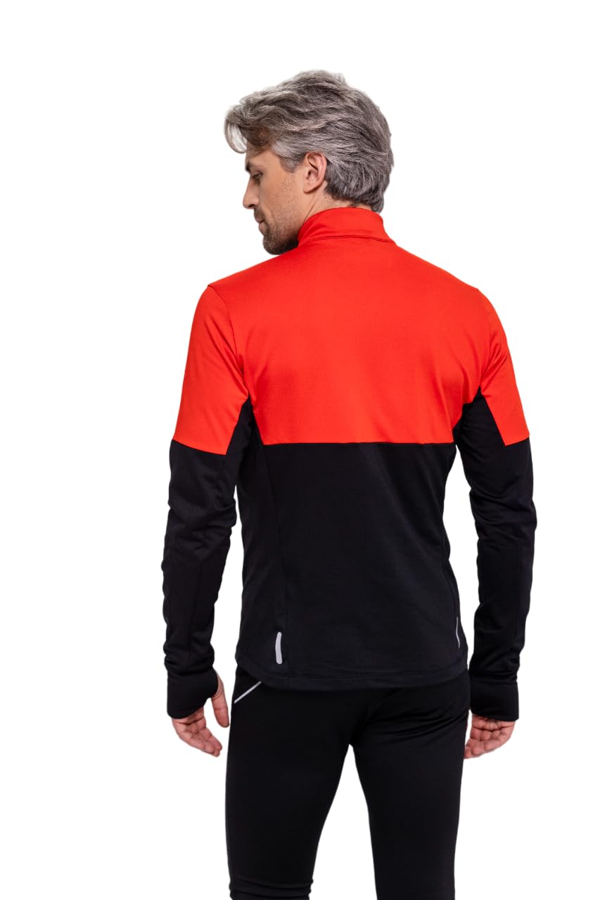 Airtracks Camiseta de manga larga para hombre de invierno, manga larga, térmica, de forro polar, resistente al viento, transpirable, reflectante, cremallera completa