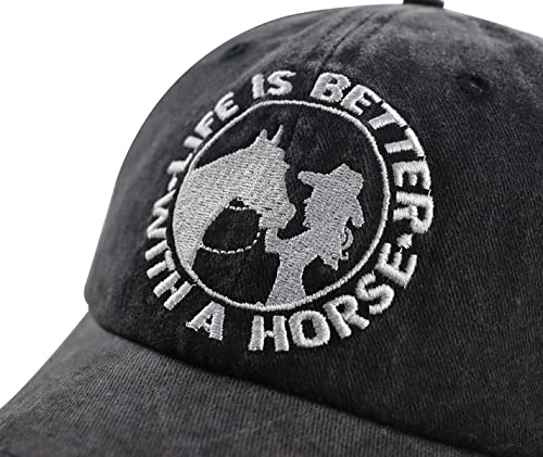 Horse Gifts For Girls Women, Funny Embroidered Barn Hair Don't Care Hat, Adjustable Cotton Animal Farm Horse Decor Baseball Cap, Birthday Gifts For Mom Cowgirl Horse Lovers Farmer Ranch Owner Black #TOP1