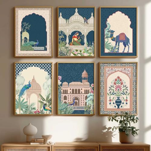 Image of kotart- Pichwai Painting for Living Room Bedroom Office Room Decor - Premium Digital Paintings with Frame for Home Decoration - Painting for Wall Decoration - Pack of 6 (13X17 INCH, A)
