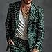 Mens 2 Piece Suit Floral Leopard Camouflage Print Coat Pants Suit Casual Nightclub Two Buttons Fashion Slim Fit No Tie (US, Alpha, Large, Regular, Regular, Green Crocodile)
