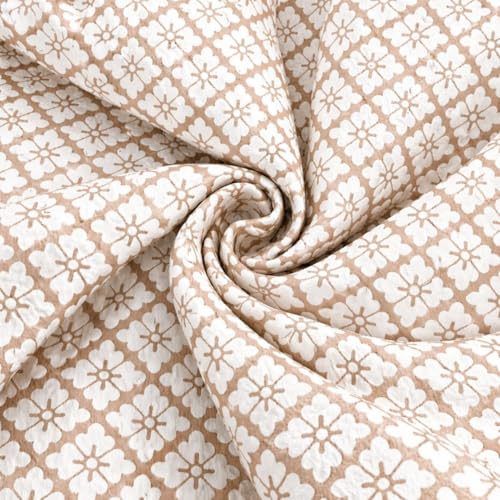 Image of HOMETHREADS Stretchable Elastic Jacquard Chair Seat Cover | Removable, Washable & Durable Chair Protector | Ideal for Dining Room, Kitchen, Restaurant & Party Chairs (F Beige, Pack of 4)