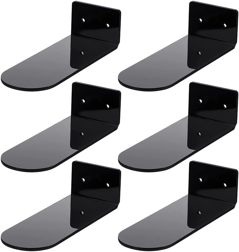 6 Sets Floating Shoe Shelves for Wall, Clear Acrylic Shoe Display for Sneakers Shoe Rack Extra Thick with Screws and Anchors, Wall Mounted Display Shoe Shelves (Black)