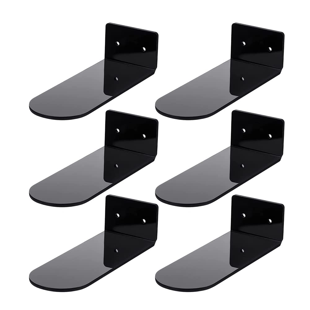 6 Sets Floating Shoe Shelves for Wall, Clear Acrylic Shoe Display for Sneakers Shoe Rack Extra Thick with Screws and Anchors, Wall Mounted Display Shoe Shelves (Black)