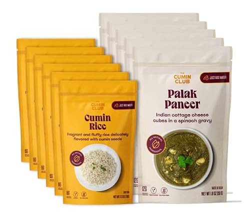 The Cumin Club Palak Paneer Instant Curry + Rice Sides Bundle - Vegetarian...