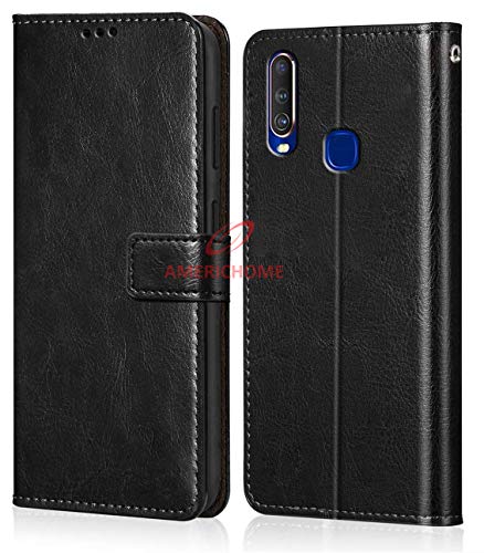 Image of Inside Rubber TPU with Card Pockets Magnetic Closure Protection Compatible with Vivo Y11, 1906, 1906 20 (Black)