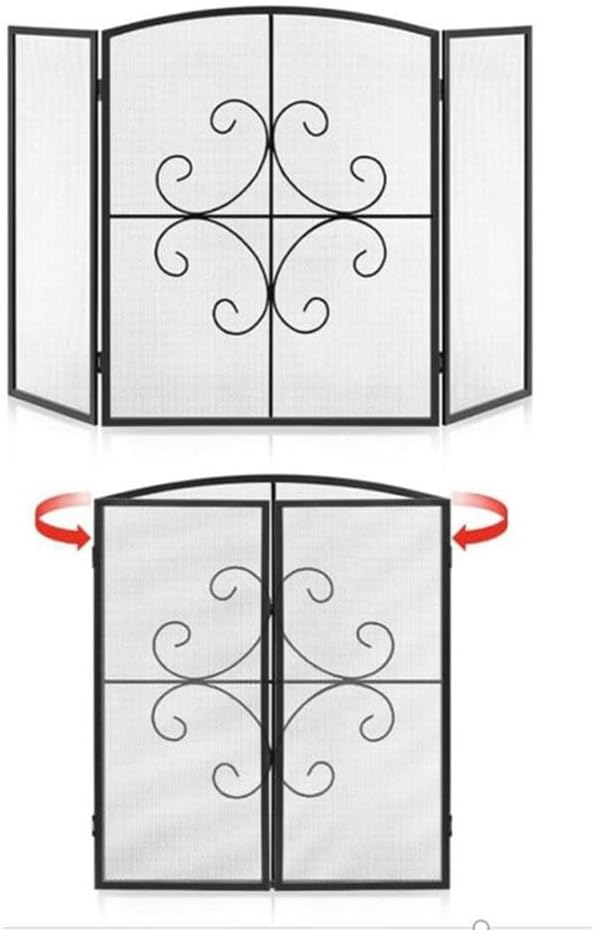 Decorative Mesh Fire Place Simple Fireplace Screen Hollowed Out Metal Decorative Fence Spark Proof Net Foldable Fireplace Screens