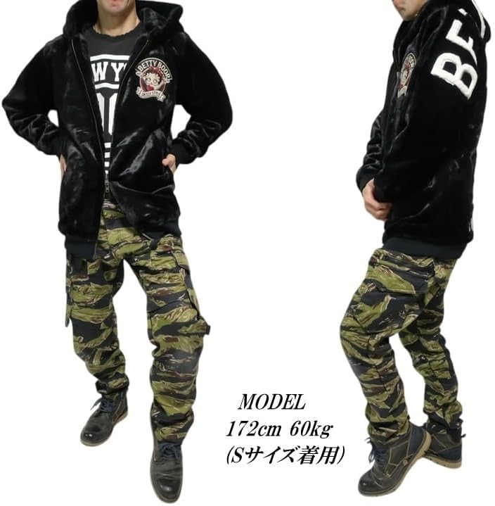 [Betty Boop] ベティーブープ ベティブープ フェイクファー ジップパーカー ビッグフェイス/ベティー 刺繍 キャラクター