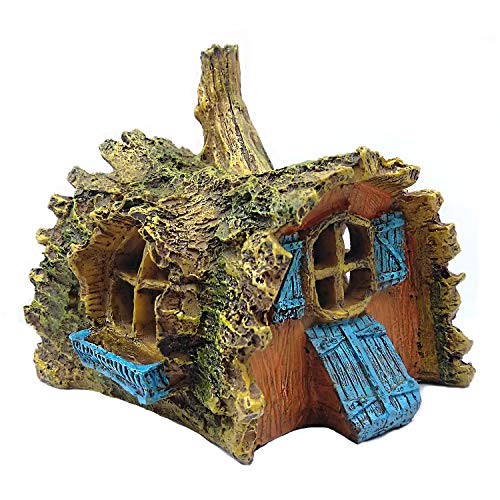 M2cbridge Aquarium Decor Castle Fish Tank Decoration Stands Egyptian Pyramid Rockery Hiding Cave Tree House Hideout (Tree House) - Thumbnail 4