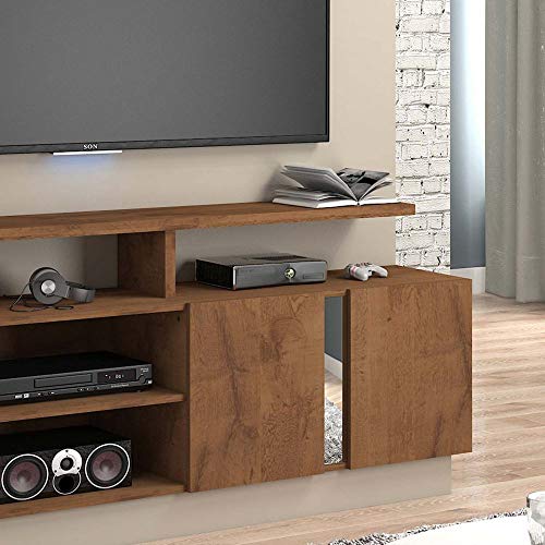 Estante Home 4 Portas Painel para Tv até 55 Polegadas com Espelho Munique Off White/savana - Permobi
