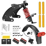 YIWEOG Amortiguador trasero Kit de suspensión para scooter eléctrico con control remoto LED Luz trasera Guardabarros trasero Buje de rueda Cubierta decorativa Tiras reflectantes Compatible con scooter