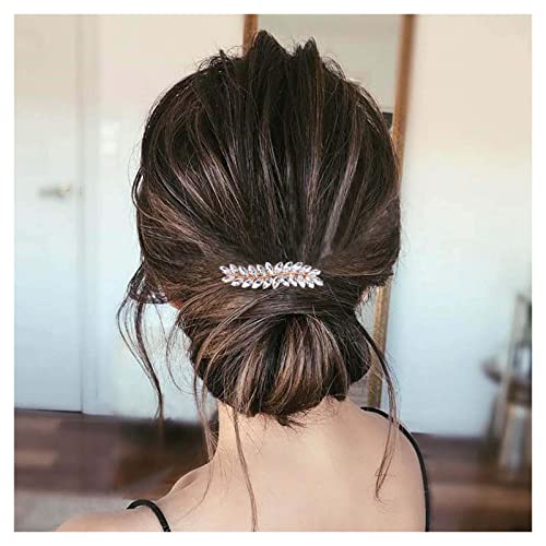 Allereyae Crystal Wedding Hair Clip Barrette Rhinestone Leaf Hair Barrette Clip Gold Cz Bling Bridal Headpieces Decorative Head Clip Headwear Bridal Hair Accessories For Women And Girls (Gold) #TOP30