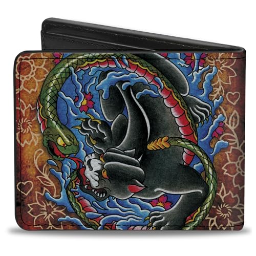 Buckle-Down Men's Standard PU Bifold Wallet-TJ-Panther, Multicolor, 4.0" x 3.5"2