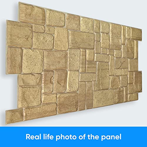 Smart Profile – 3D Wall Panels For Interior Wall Decor In "Stone Limestone Beige" Style For Home And Office, 2 Pack, Pvc, (Cover 10.6 Sq Ft) #TOP2