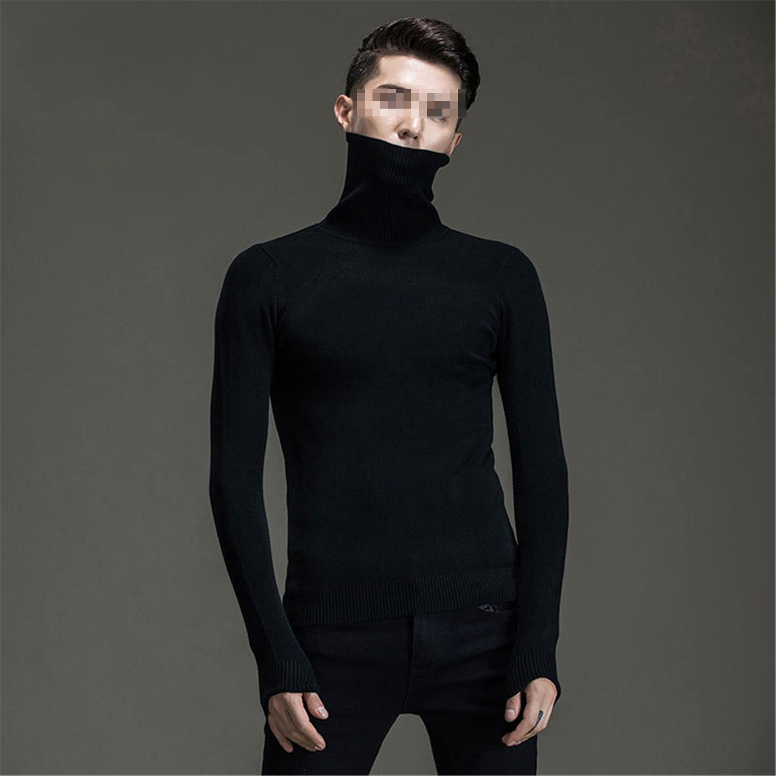 Vogrtcc Suéter de cuello alto cálido de invierno para hombre, suéter de punto elástico de otoño, Gris 369 A, XXXL