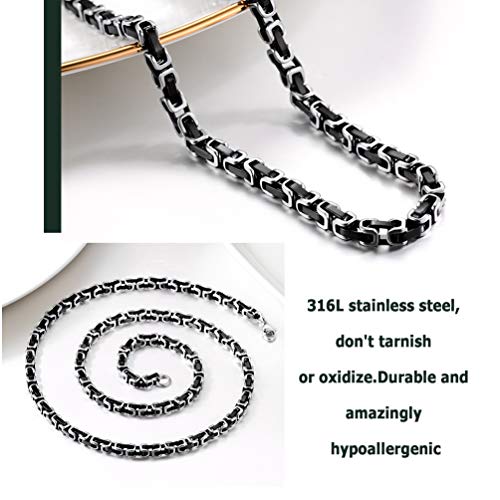 Prosteel Byzantine Chain Necklace Men Women Jewelry Cool Biker Chains Black Stainless Steel Mens Necklaces 20 Inch #TOP3
