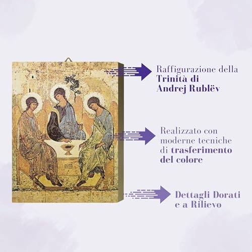 Tableau Trinité Rublev Fratelli Bonella, cadeau chrétien en bois de chêne