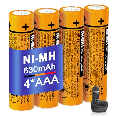 BENNTOP 4 pilas recargables NI MH AAA 630 mAh 1,2 V HHR 65AAABU para teléfonos inalámbricos Panasonic Gigaset BT