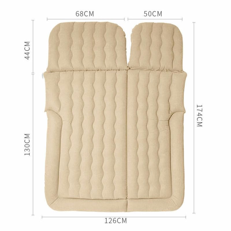 Image of Oshotto Multifunctional Car Inflatable Bed Air Mattress SUV Car Travel Outdoor Camping mat with Two Air Pillows and Air Pump Compatible with Maruti Suzuki Gypsy (Beige)