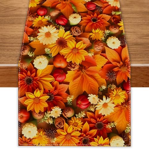 FARMNALL Fall Table Runner Thanksgiving Kitchen Decorations for Home Decor