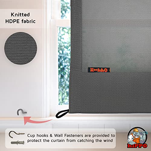 Image of HIPPO 180 GSM HDPE Outdoor Loop Curtain for Balcony & Patio Sun Blocking, UV Protection & Light-Filtering Curtains(Pebble-Grey- 4.5FTX8FT) Pack of 1
