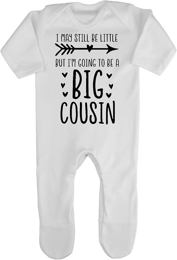 Miammo Baby,Clothing,Baby Boys 0-24m,Bodysuits & One-Pieces,Rompers I May be Little but I'm Going to be a Big Cousin (Pregnancy Baby Announcement) [BBY3] Baby Romper Jumpsuit with feet, 3-6 Months, White