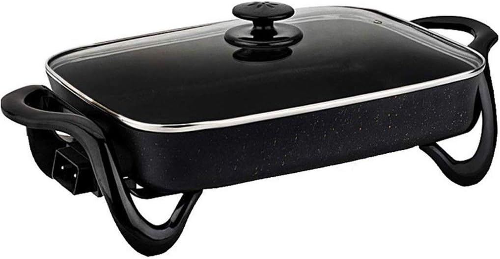 Electric Skillet Non Stick Frying Pan, Griddle with Glass Lid watts Hot Pot