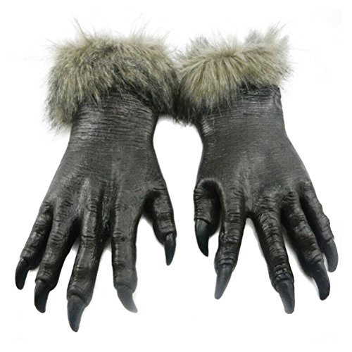Odowalker Halloween Werewolf Costume For Women and Men Wolf Claws Gloves and Head