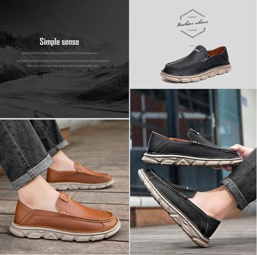 Men's Classic Business Genuine Leather Hand-Sewn Penny Loafers – Slip-On, Anti-Slip, Lightweight Driving Shoes for Casual & Outdoor Wear3