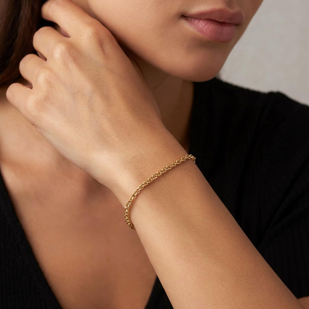 Bransoletka Noura z 18-karatowego żółtego złota - okrągłe ogniwa Ø 4 mm, 2,46 gr; eleganckie i ponadczasowe wzornictwo Salia Gold Paris