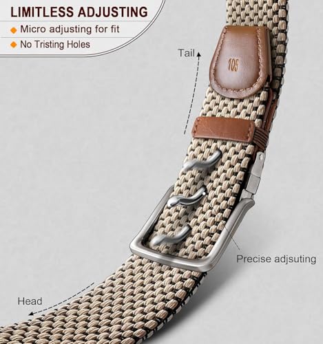 Image of Stretchable Reversible Braided Woven Fabric Belt for Men and Women, Fits on upto 36 inch waist size