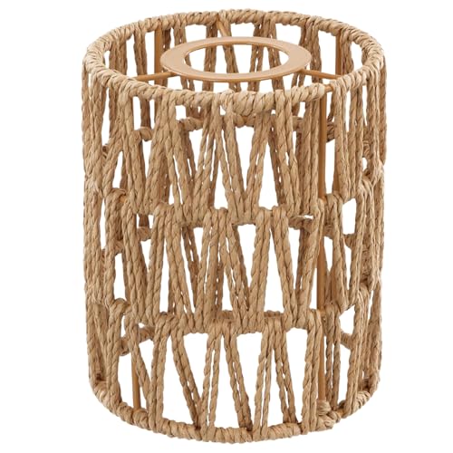 Cnwinu Lampenschirm Rattan,Boho Lampenschirm braun, Tischleuchte...