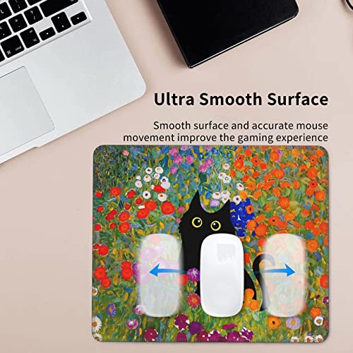 Black Cat Mouse Pad, Cute Anime Mouse Pad For Wireless Mouse, Rectangle Waterproof Mousepad For Desk With Non-Slip Rubber Base, Suitable For Home & Office, 9.5 X 7.9 Inch #TOP1