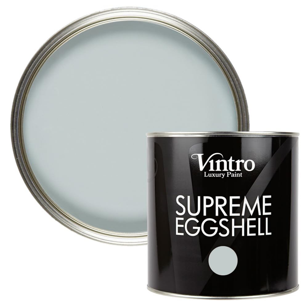 Vintro Paint | Eggshell Paint | for Walls | Wood | Trim | Satin Furniture Paint | Interior & Exterior Use. (Blue/Green - Harewood, 2.5 Litres)