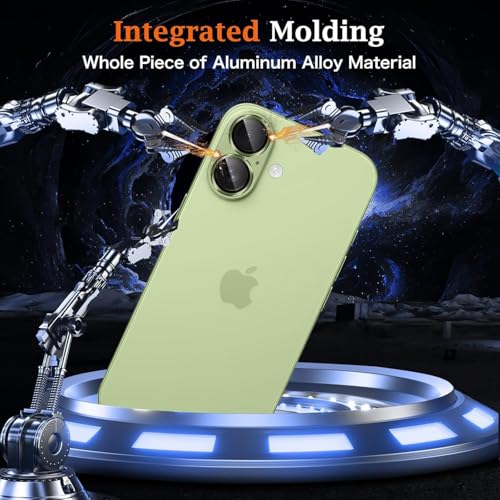 Image of Choiche Camera Lens Protector for iPhone 17 6.3-Inch, Full Coverage 9H Tempered Glass Ring Cover, Matte Metal Plate, Case Friendly, 1-Pack (Green)