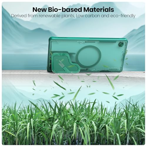 Image of Nillkin Magnetic for Galaxy S25 Ultra Case Clear, Compatible with Magsafe, Never Yellow & Biodegradable Material, Translucent Case with Kickstand & Camera Cover for Samsung Galaxy S25 Ultra, Green