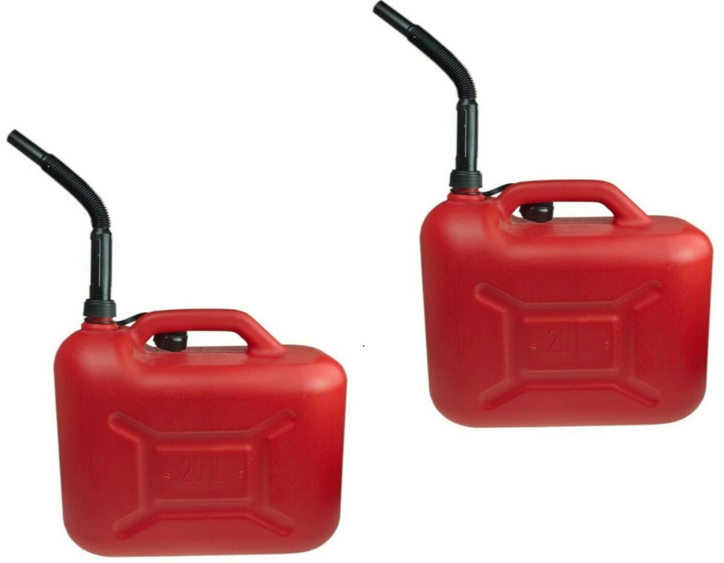 4 x Kanister 20L Kunststoff ROT ECO Reservekanister Benzinkanister Dieselkanister ÖlKanister -K&B Vertrieb- Kraftstoffkanister inkl. Ausgießrohr UN-Zulassung 1004