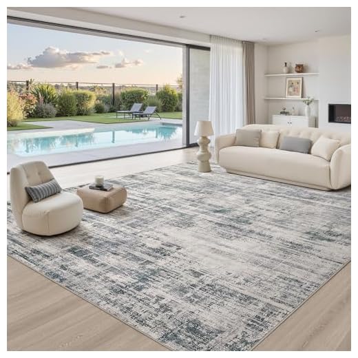 Large Neutral Abstract Area Rug