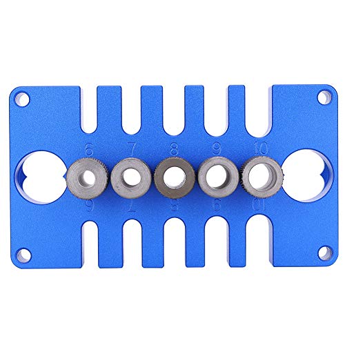 3 - in - 1 Punch Positioner Dowel Jig | 6061 Aluminum Alloy Woodworking Drill Guide | Consistent Drilling Tool for Wood Boards/Plate Furniture | 5 Hole Sizes (6-10mm), Blue