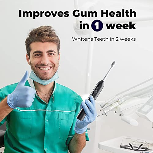 Usmile Sonic Electric Toothbrush For Adults, Usb Rechargeable With 2 Brush Heads, Powered Whitening Toothbrush With Smart Timer, 4-Hour Fast Charge For 180 Days Use, P1 Black #TOP4