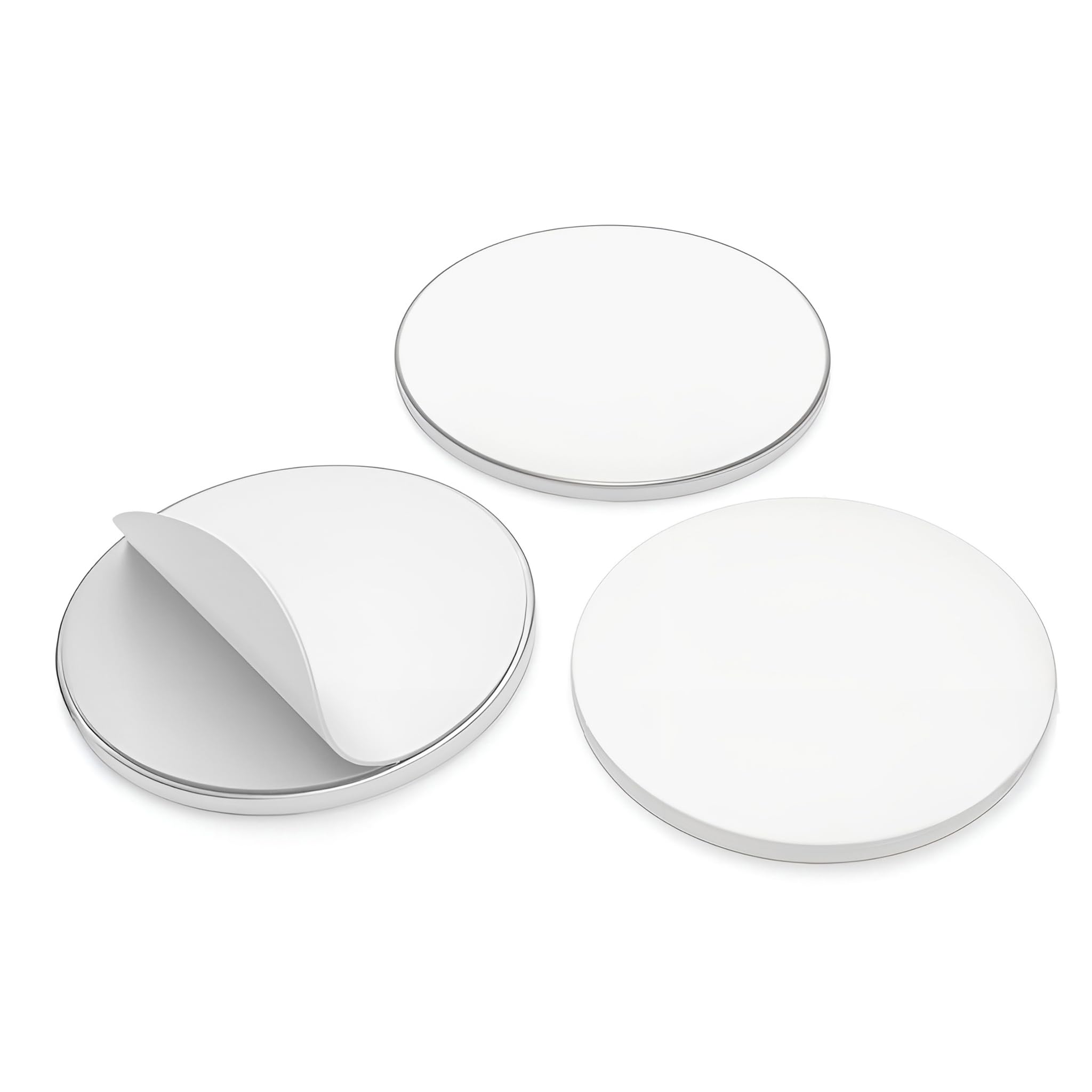 60 Metallscheiben selbstklebend weiß ohne Loch - aus Stahl (DC01) - Ø 20mm x 2mm - Metallplättchen rund mit Doppelklebeband - Gegenstück/Haftgrund für Magnete, Menge:60 Stück