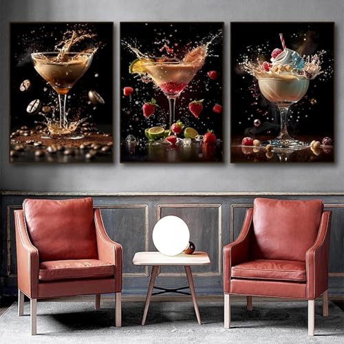 Affiche de cocktail artistique moderne 60x80cm sur toile de lin sans cadre pour bar