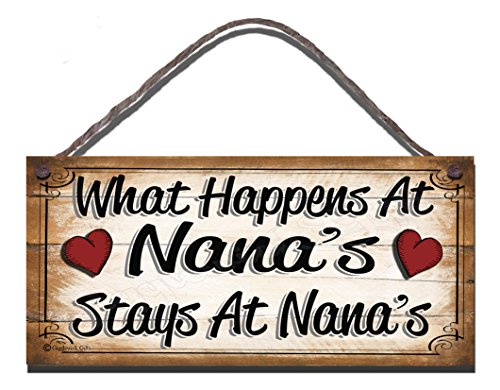 Birthday occasion Wooden Funny Sign Wall Plaque Shabbby Chic What Happens At Nana's Stays At Nana's