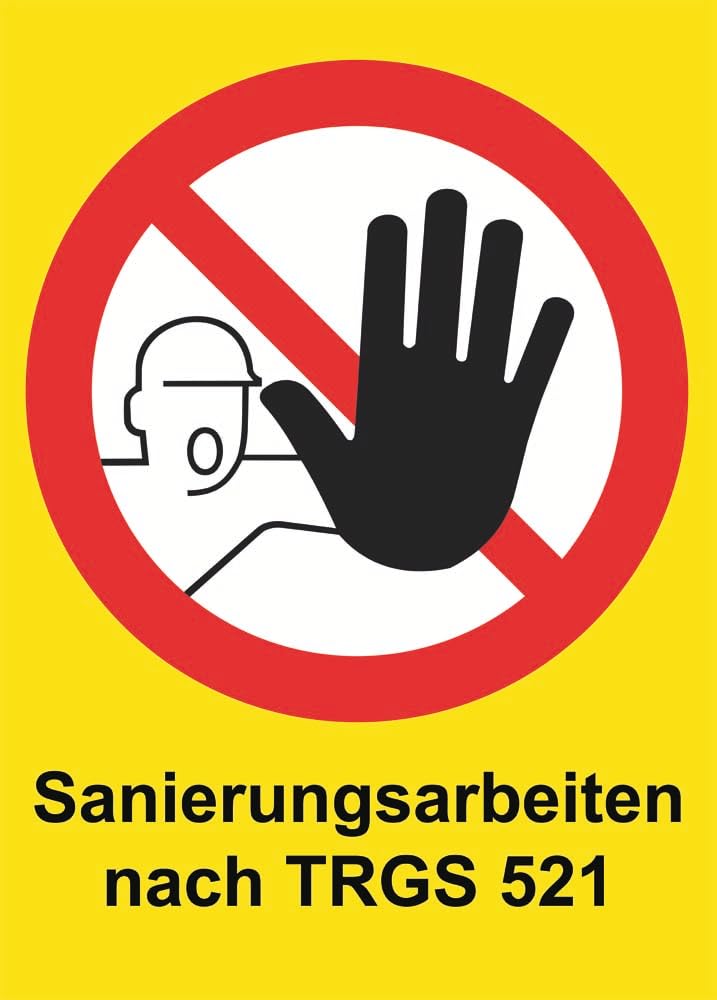 Señal de advertencia KMF 70 x 50 cm "Sanierungsarbeiten nach TRGS 521" Premium en Aluverbundplatte 3mm