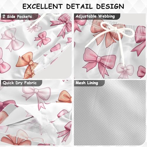 Pigsaly Boys Swim Trunks Coquette Orange Pink Bows White Boys Board Shorts Swimsuit Swimwear Summer Bathing Suit XS3