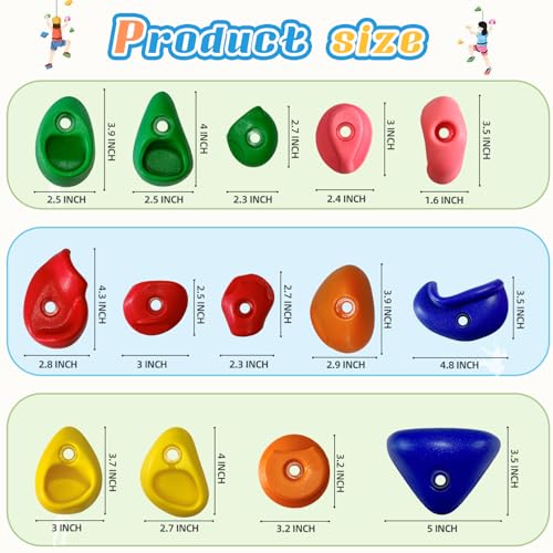 image for SREHRLY 20 PCS Rock Climbing Wall for Kids,Rock Wall Climbing Holds,Ad